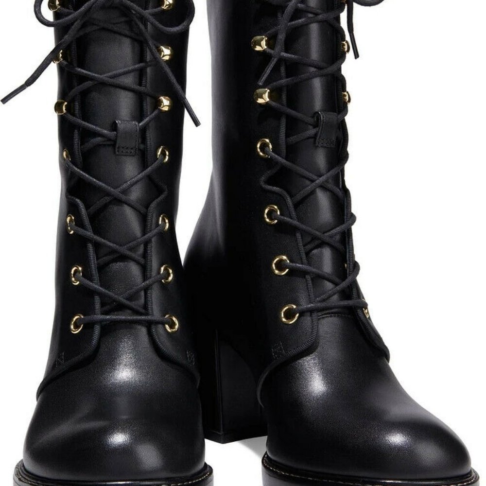 Cassey lace-up textured-leather ankle boots